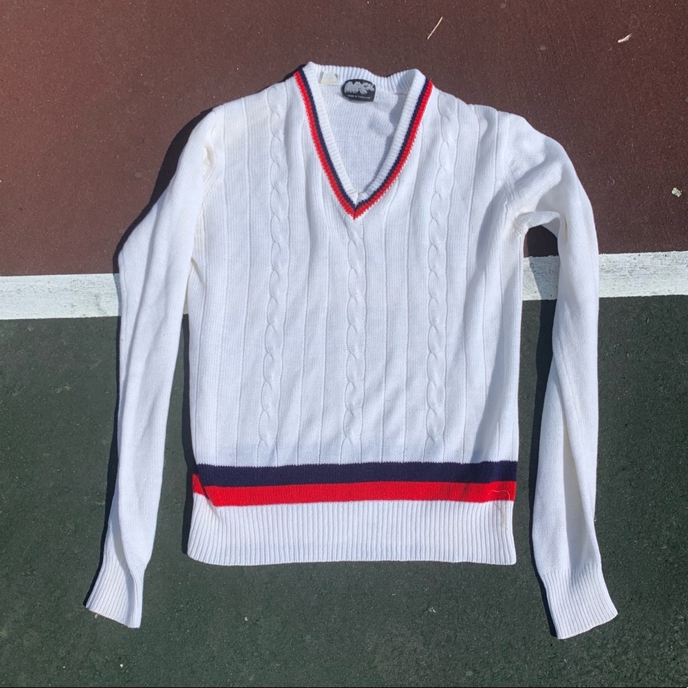 Vintage white acrylic tennis sweater - size medium